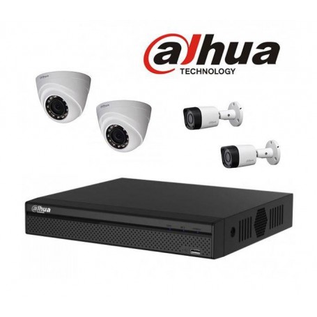 PACK DVR DAHUA 4 CHAINES+2 CHARGEURS+2 CAMERAS (1 INTERNE+1 EXTERNE) HD