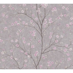 PAPIER PEINT METROPOLITAN STORIES II  ASIATIQUE FLORAL GRIS 379122