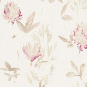 PAPIER PEINT DESIGNDSCHUNGEL 2 Floral Beige, Crème - Violet