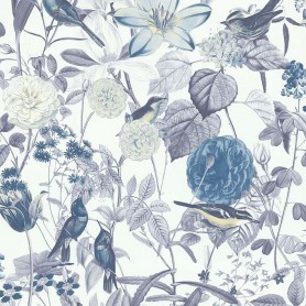 PAPIER PEINT JARDIN ANGLAIS BLEU