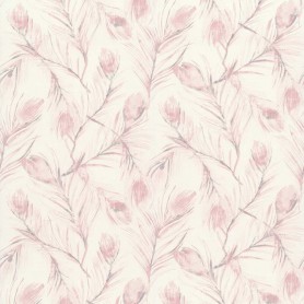 PAPIER PEINT PLUMES DE PAON ROSE