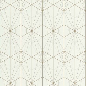 PAPIER PEINT  ART DECO ECRU ET DORÉ - 51192506