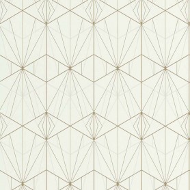 PAPIER PEINT  ART DECO ECRU ET DORÉ - 51192506