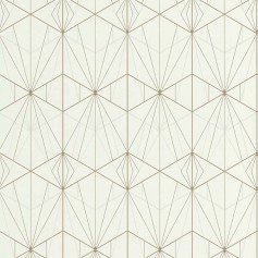 PAPIER PEINT  ART DECO ECRU ET DORÉ - 51192506