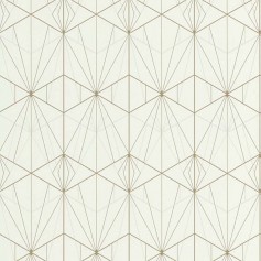 PAPIER PEINT  ART DECO ECRU ET DORÉ - 51192506