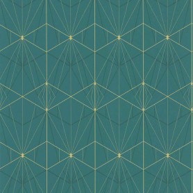 PAPIER PEINT  ART DECO VERT ET DORÉ - 51192504