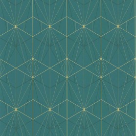 PAPIER PEINT  ART DECO VERT ET DORÉ - 51192504