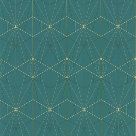 PAPIER PEINT  ART DECO VERT ET DORÉ - 51192504