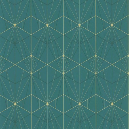 PAPIER PEINT  ART DECO VERT ET DORÉ - 51192504