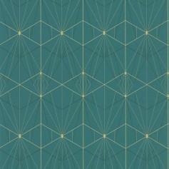 PAPIER PEINT  ART DECO VERT ET DORÉ - 51192504