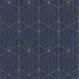 PAPIER PEINT  ART DECO BLEU ET DORÉ - 51192501