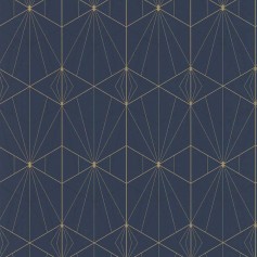 PAPIER PEINT  ART DECO BLEU ET DORÉ - 51192501
