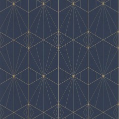 PAPIER PEINT  ART DECO BLEU ET DORÉ - 51192501