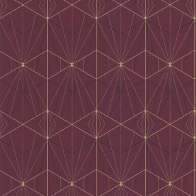 PAPIER PEINT ART DECO BORDEAUX ET DORÉ - 51192510
