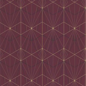 PAPIER PEINT ART DECO BORDEAUX ET DORÉ - 51192510