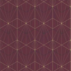 PAPIER PEINT ART DECO BORDEAUX ET DORÉ - 51192510