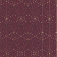 PAPIER PEINT ART DECO BORDEAUX ET DORÉ - 51192510